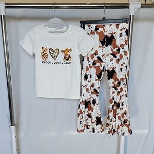 SHEIN White and Brown Kids Matching Set